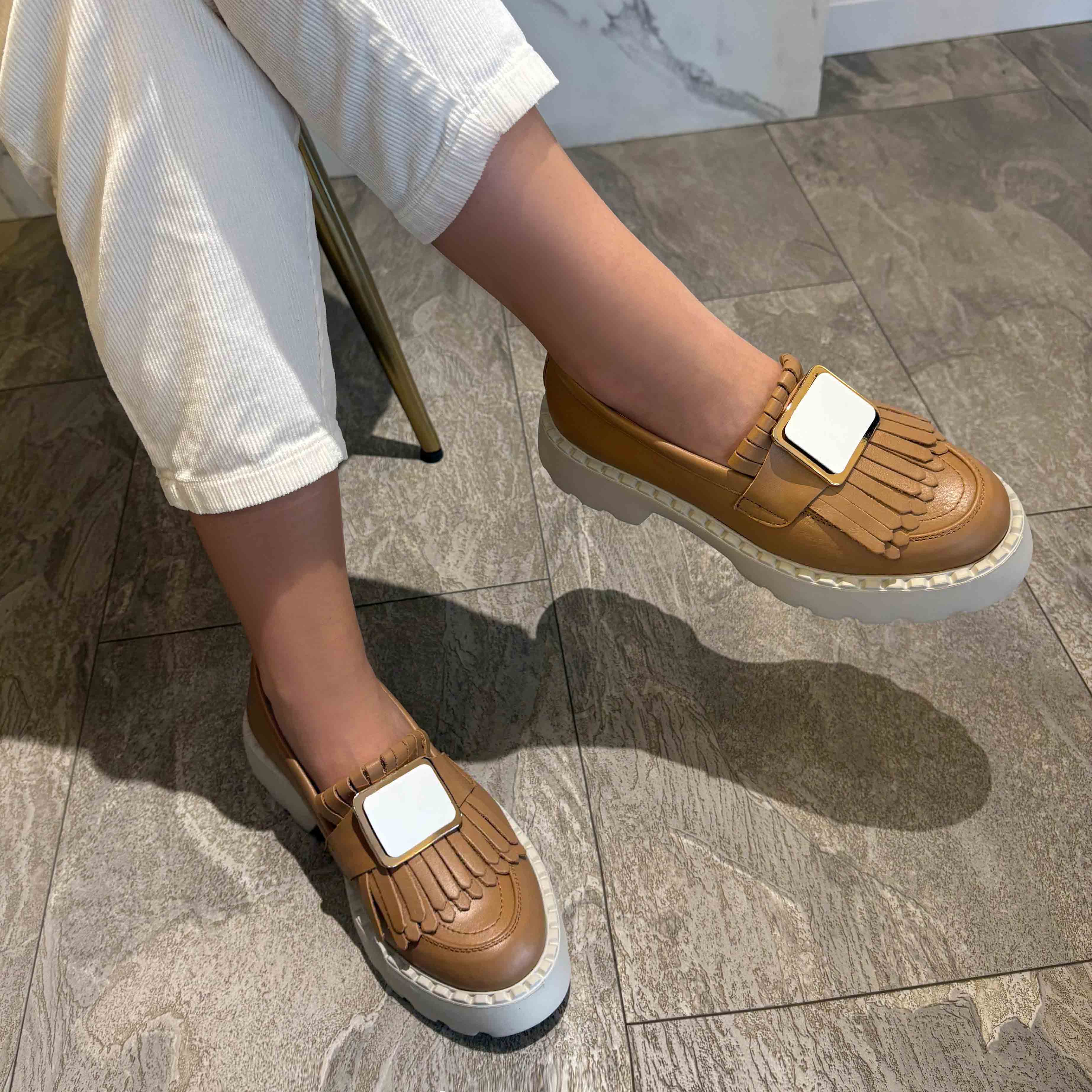 Mocasini damă culoare maro din piele naturală cod 139