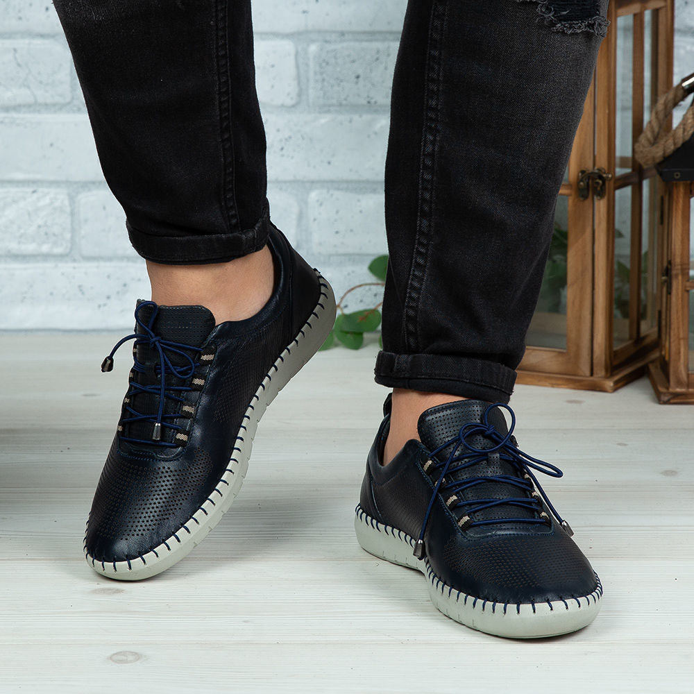 Pantofi Casual Barbati Piele Naturala 691 Blue