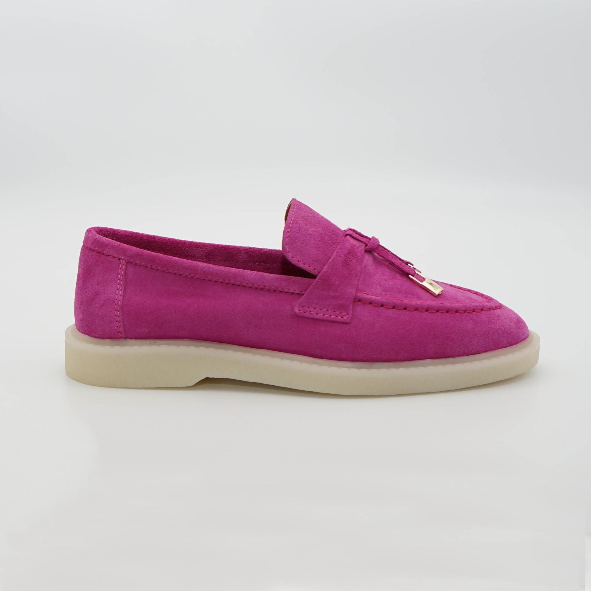Pantofi 134 Casual Din Piele Naturala Intoarsa Culoare Magenta