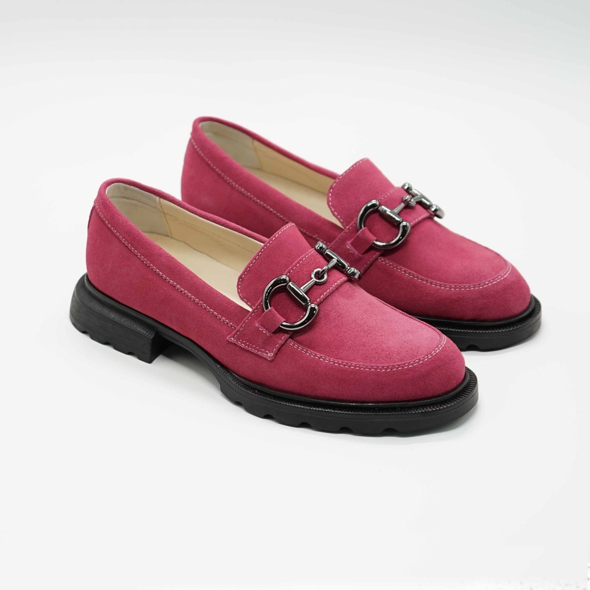 Mocasini Dama Din Piele Naturala Intoarsa Culoare Magenta 130