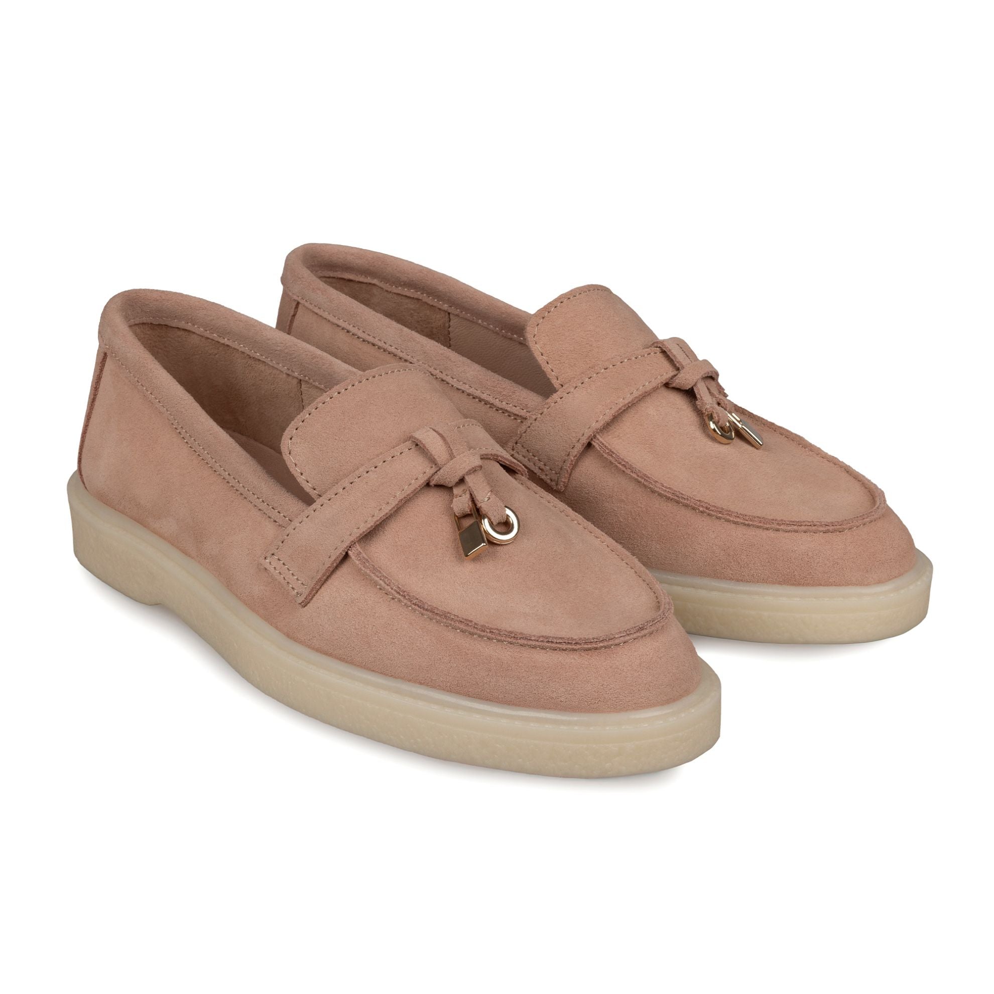 Pantofi 134 Casual Din Piele Naturala Intoarsa Culoare Roz Pudra