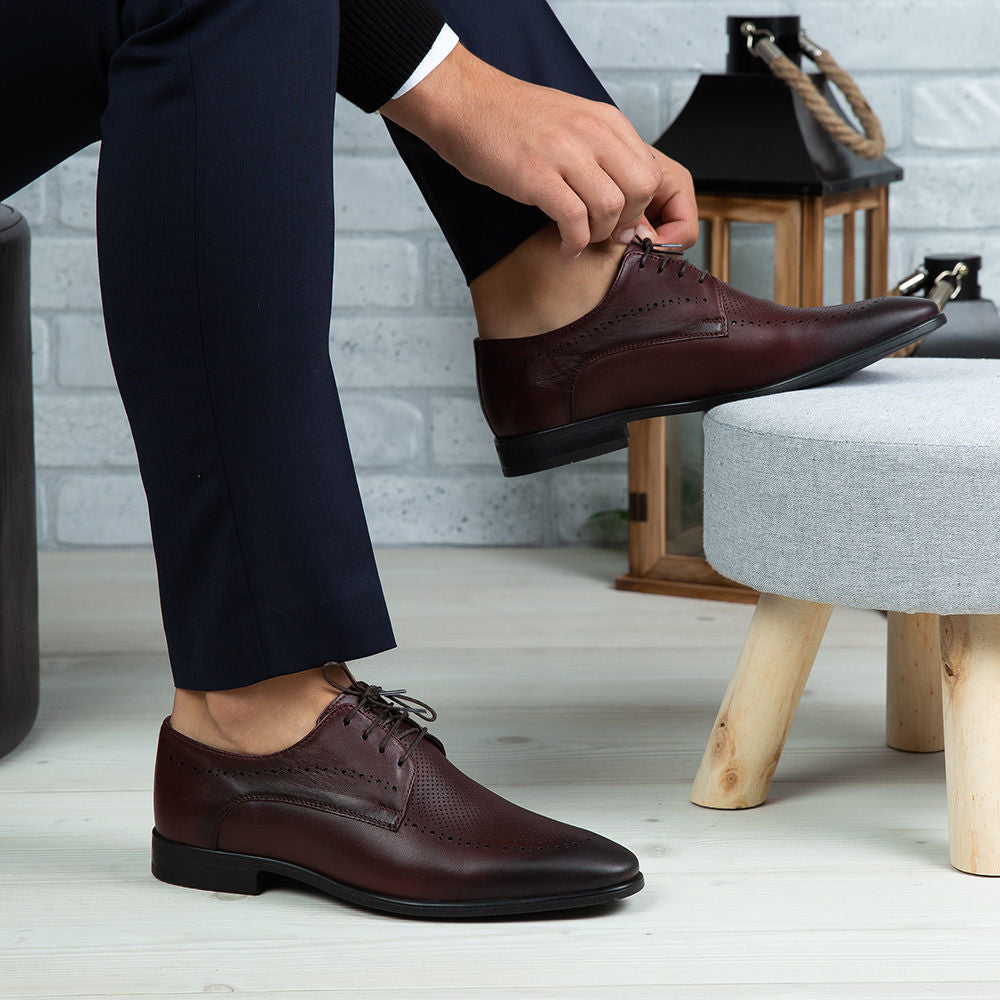 Pantofi Eleganti Barbati Din Piele Naturala 391 Visiniu
