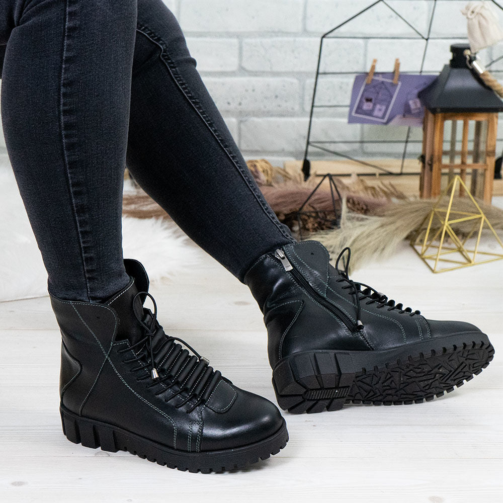 Ghete De Dama Din Piele Naturala 707 Nn Culoare Neagra