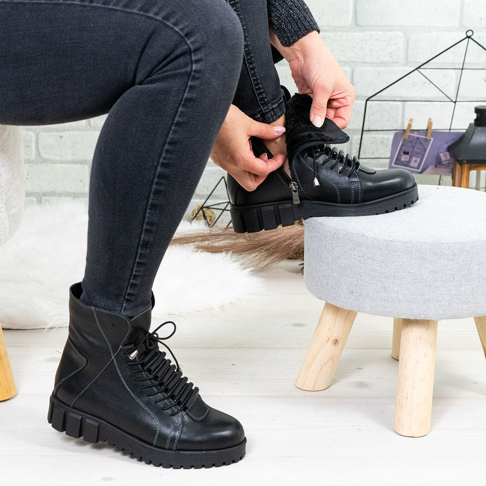 Ghete De Dama Din Piele Naturala 707 Nn Culoare Neagra