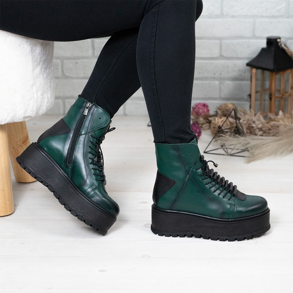 Ghete Dama Din Piele Naturala 708 Culoare Verde