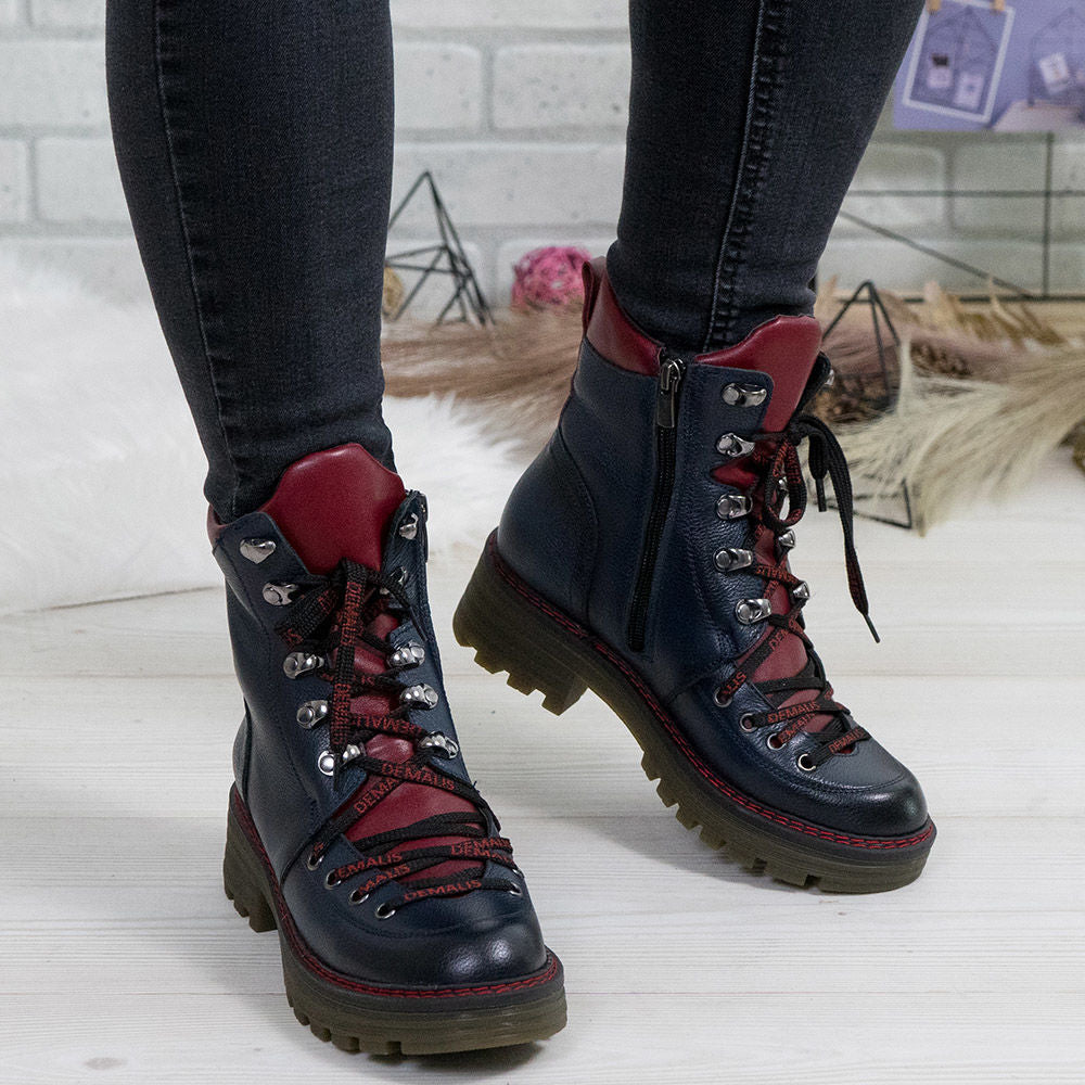 Ghete Dama Piele Naturala 739 Blue Visiniu