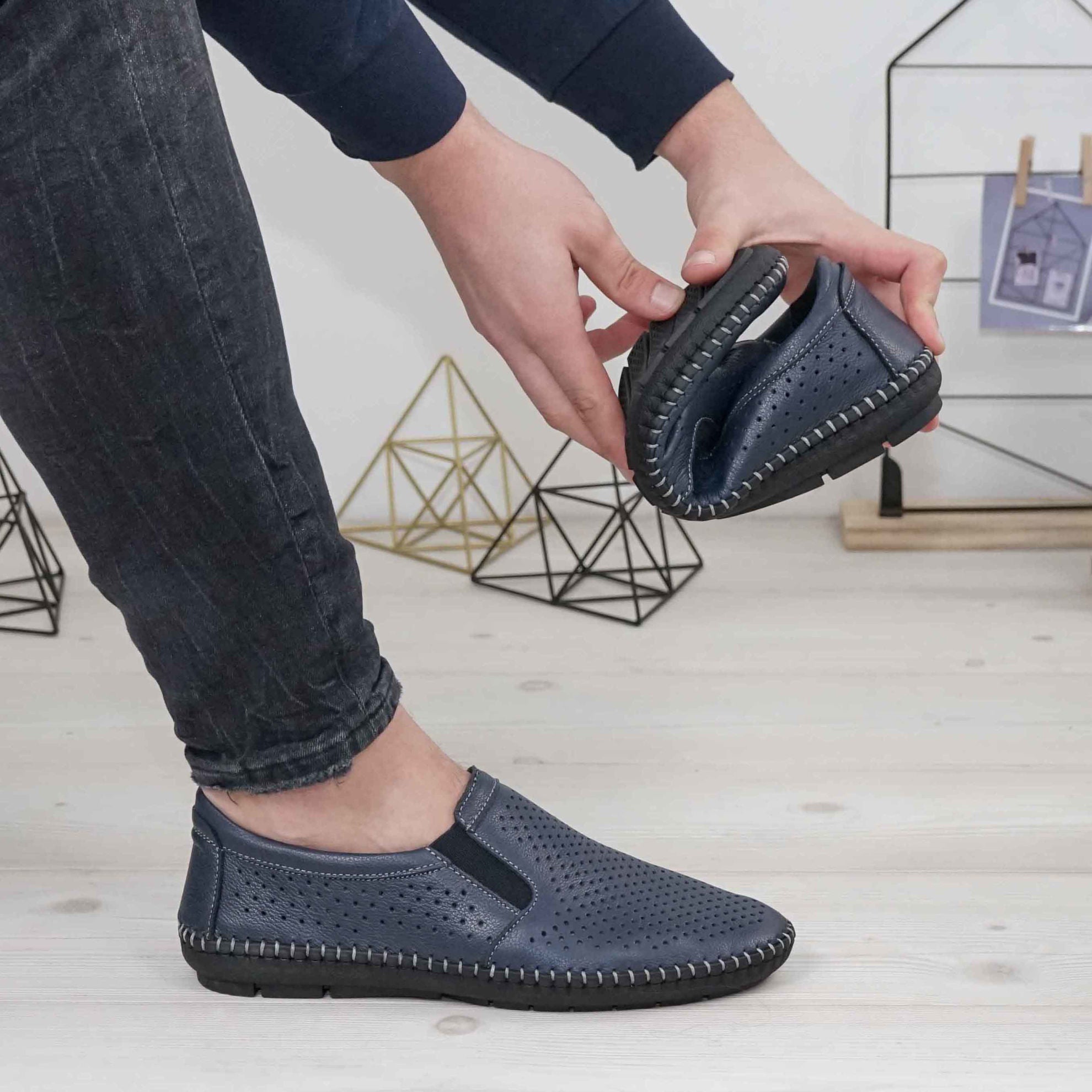 Mocasini Barbati Barbati Piele Naturala 600 Blue