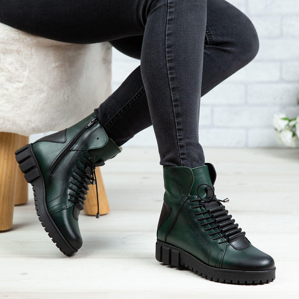 Ghete De Dama Din Piele Naturala 707 Culoare Verde