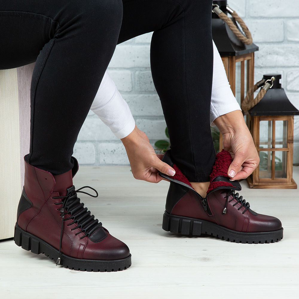 Ghete Dama Piele Naturala 707 Visiniu