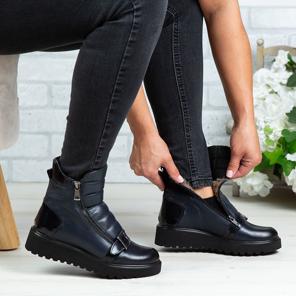 Ghete Dama Piele Naturala 762 Blue