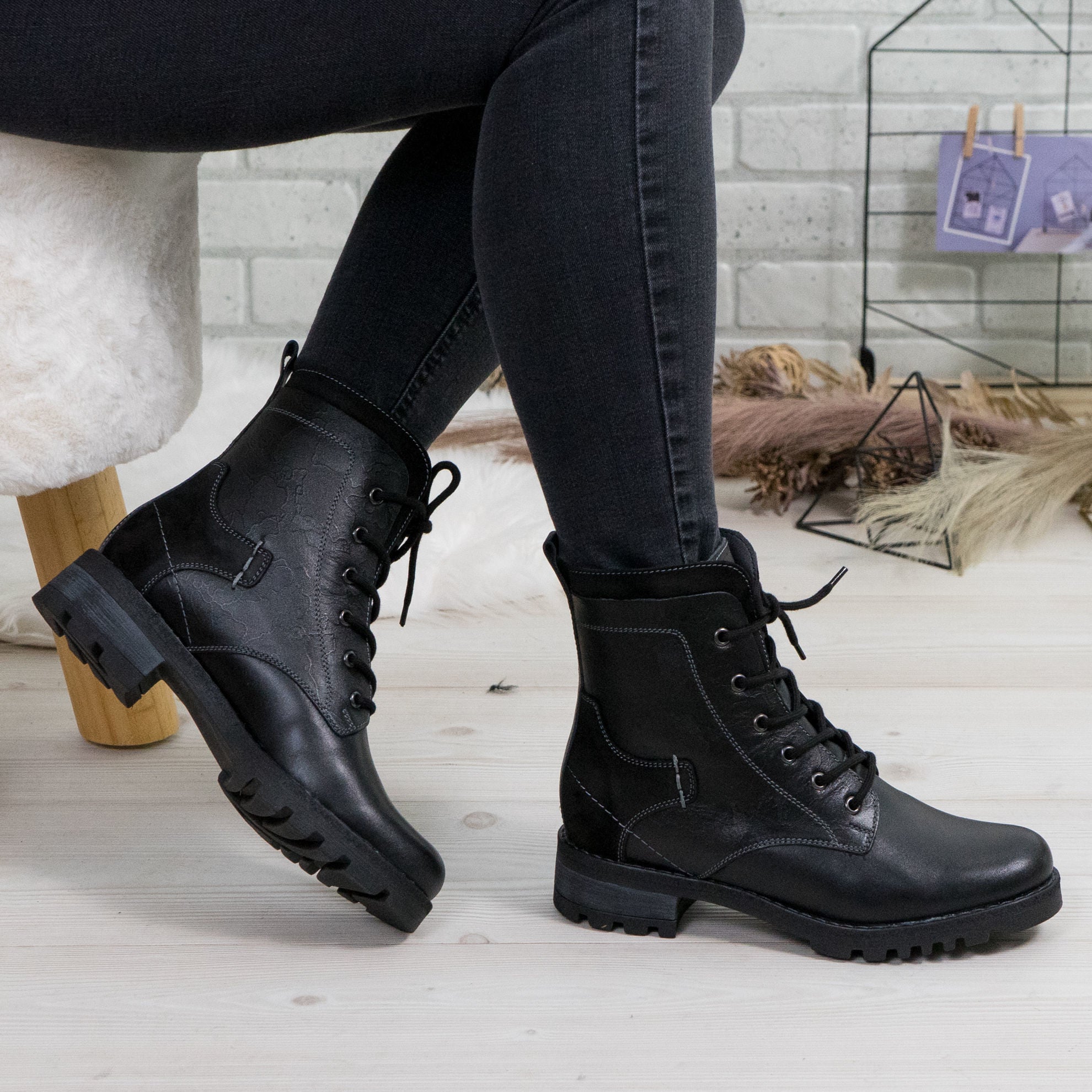 Ghete Dama Piele Naturala 780 Negru