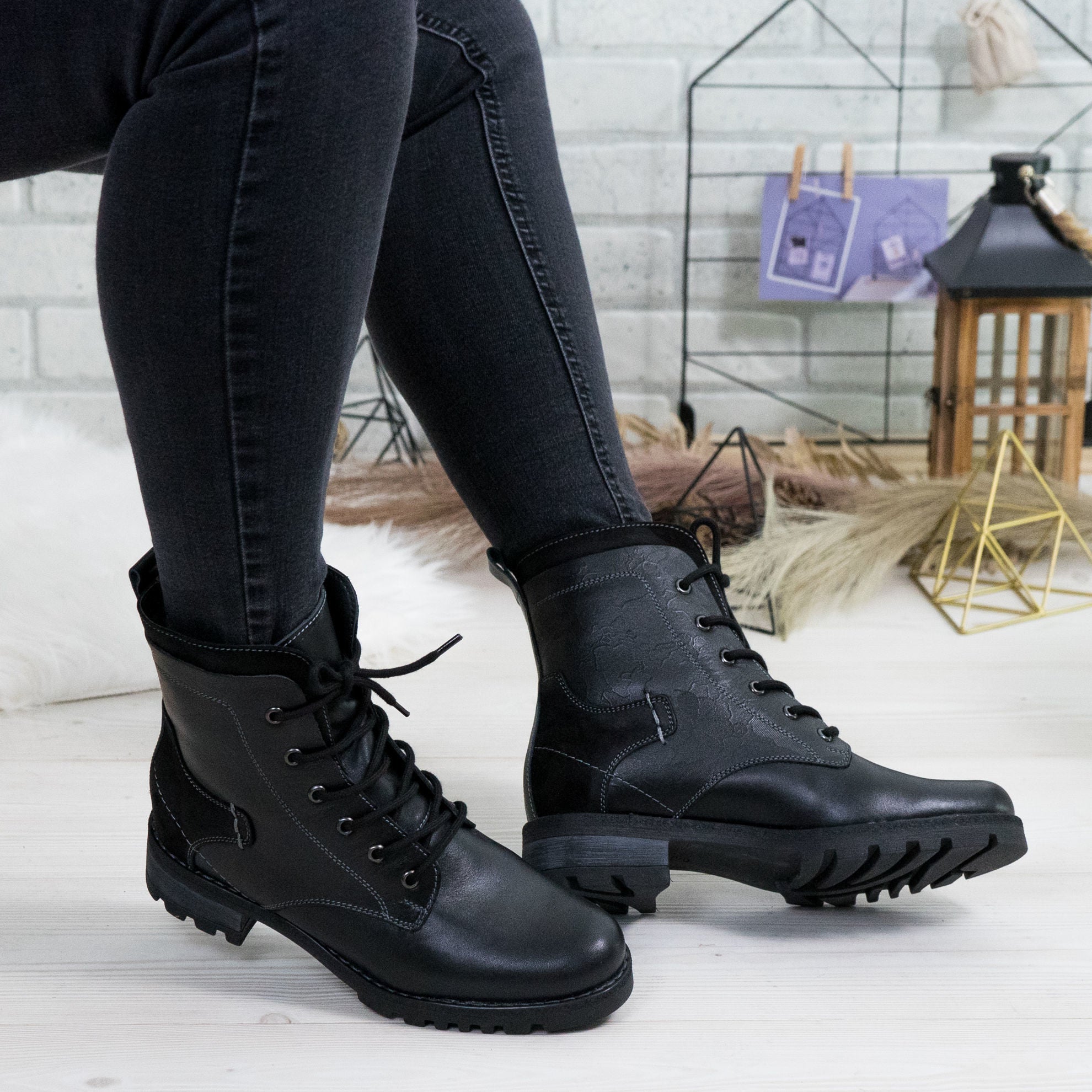 Ghete Dama Piele Naturala 780 Negru