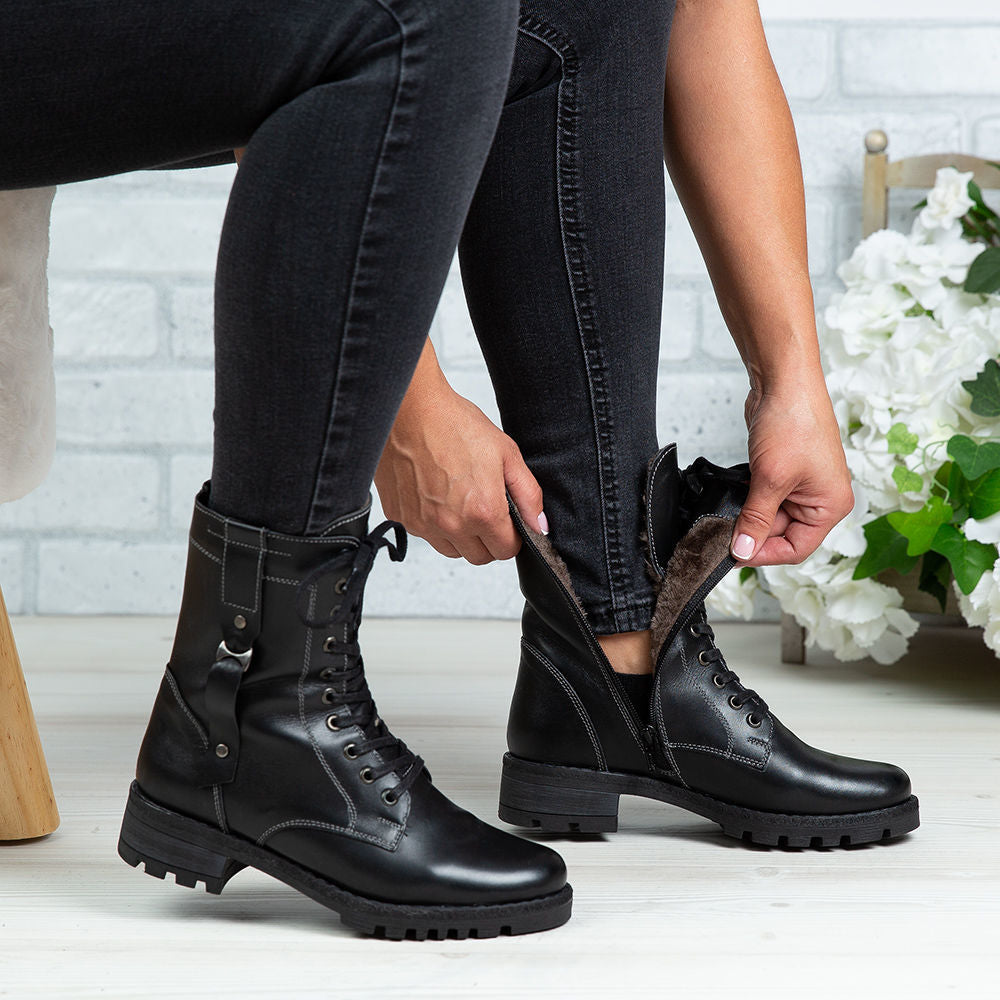 Ghete Dama Piele Naturala 790 Negru