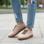 Pantofi 128 casual din piele naturala culoare roz pudra