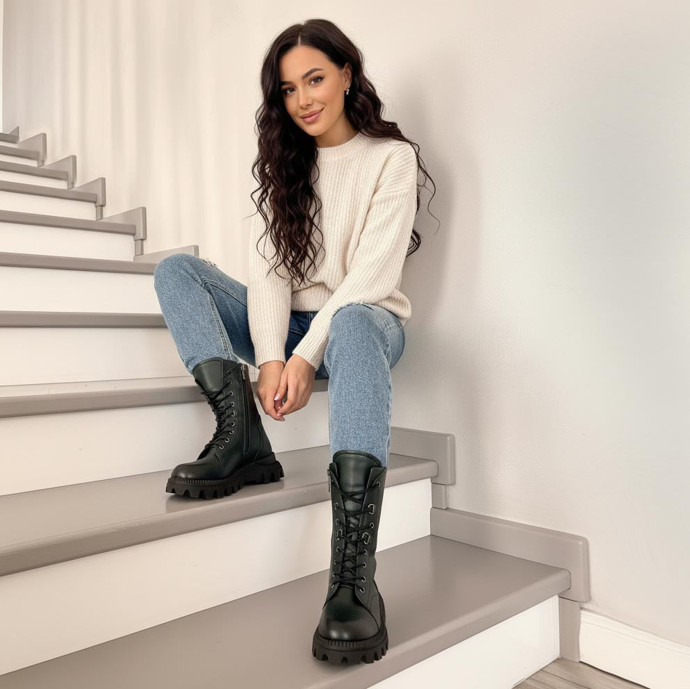 Ghete damă piele naturală | 799 verde