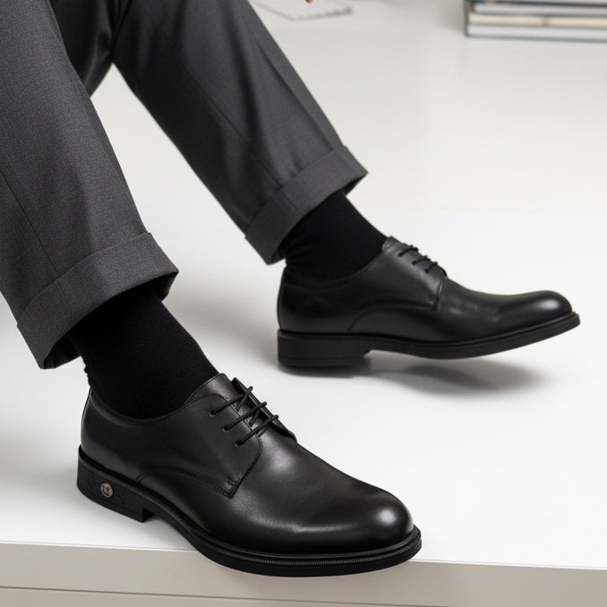 Pantofi bărbați din piele naturală l culoare  neagra l cod 98202