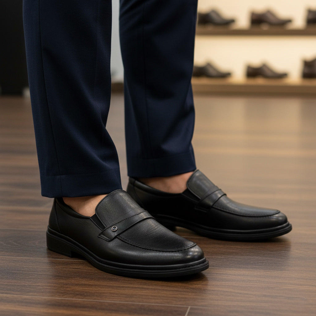 Pantofi eleganți bărbați din piele naturală l culoare  Negru l cod 509