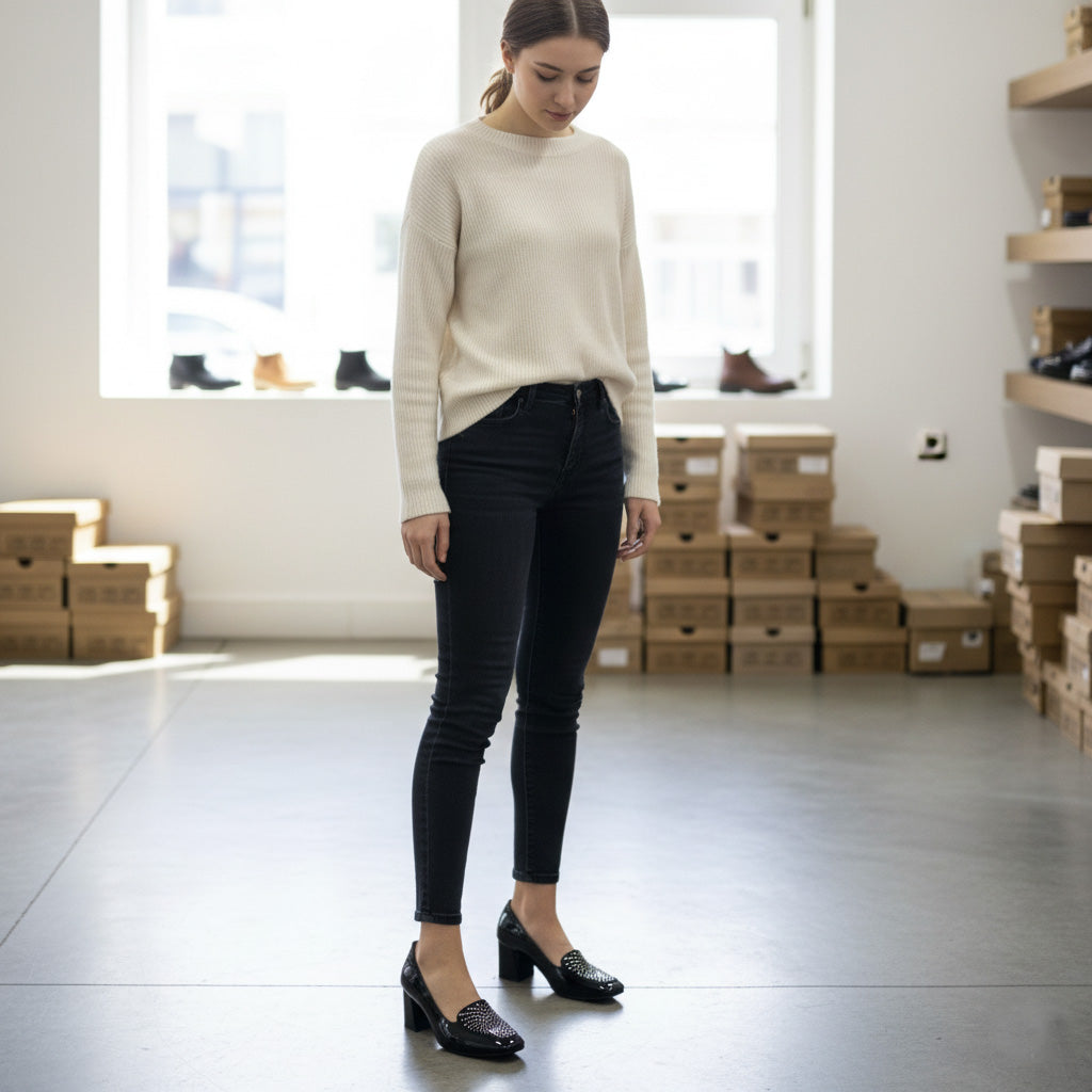 Pantofi eleganti dama din piele naturala lacuita l culoare negru l cod