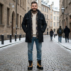 Bocanci, Ghete bărbați piele naturală | 881 Negru-Galben Canadian