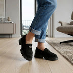 Mocasini damă  din piele naturală cod 131 culoare NEGRU VELUR