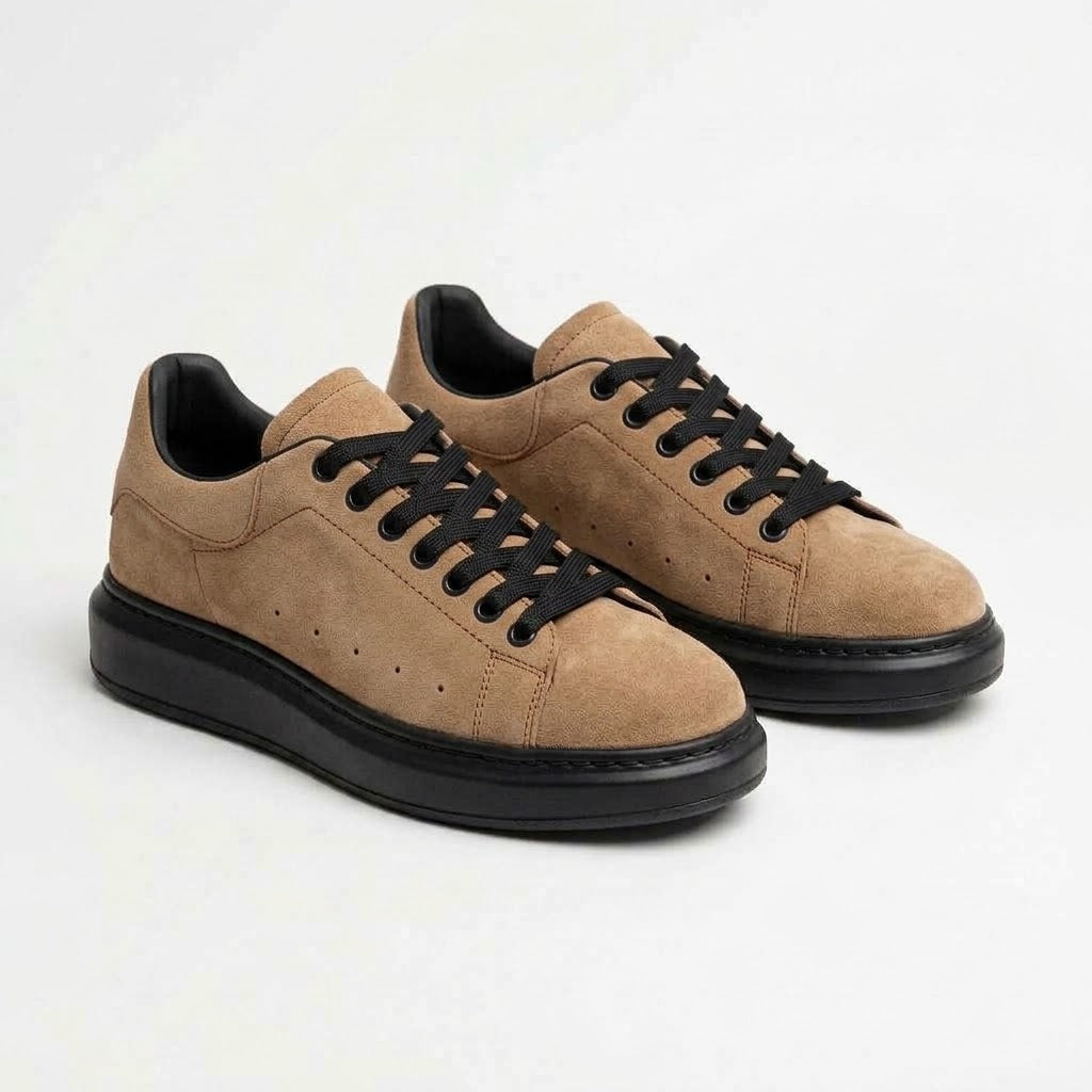 Pantofi sport bărbați PIELE INTOARSA naturală 4101 Culoare BEJ