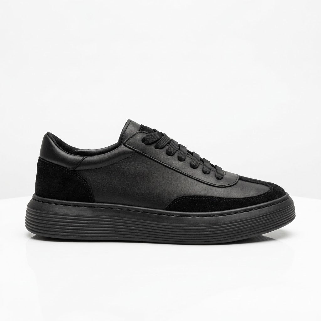 Pantofi sport din piele naturala, culoare NEGRU, COD 128-1