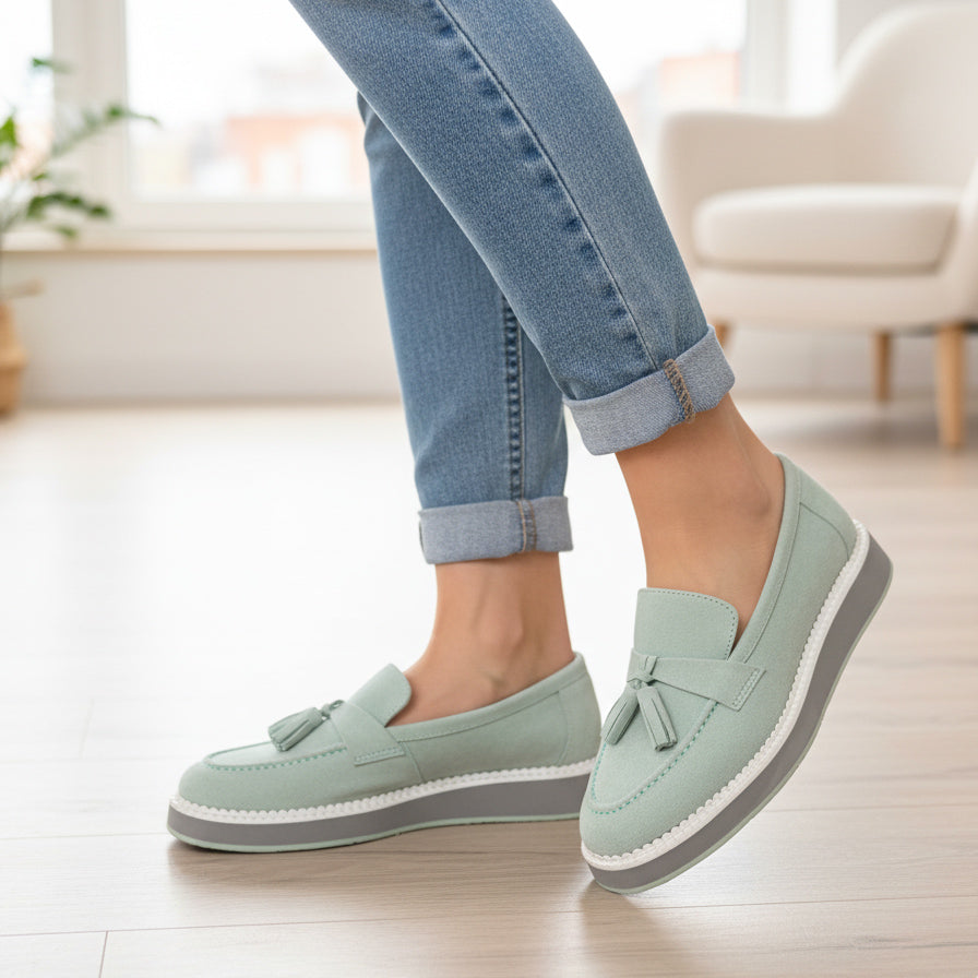 Pantofi din piele naturala l cod  l culoare verde 0365