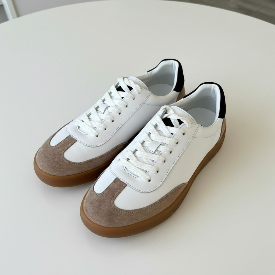 Pantofi 128 casual din piele naturala culoare alb-bej