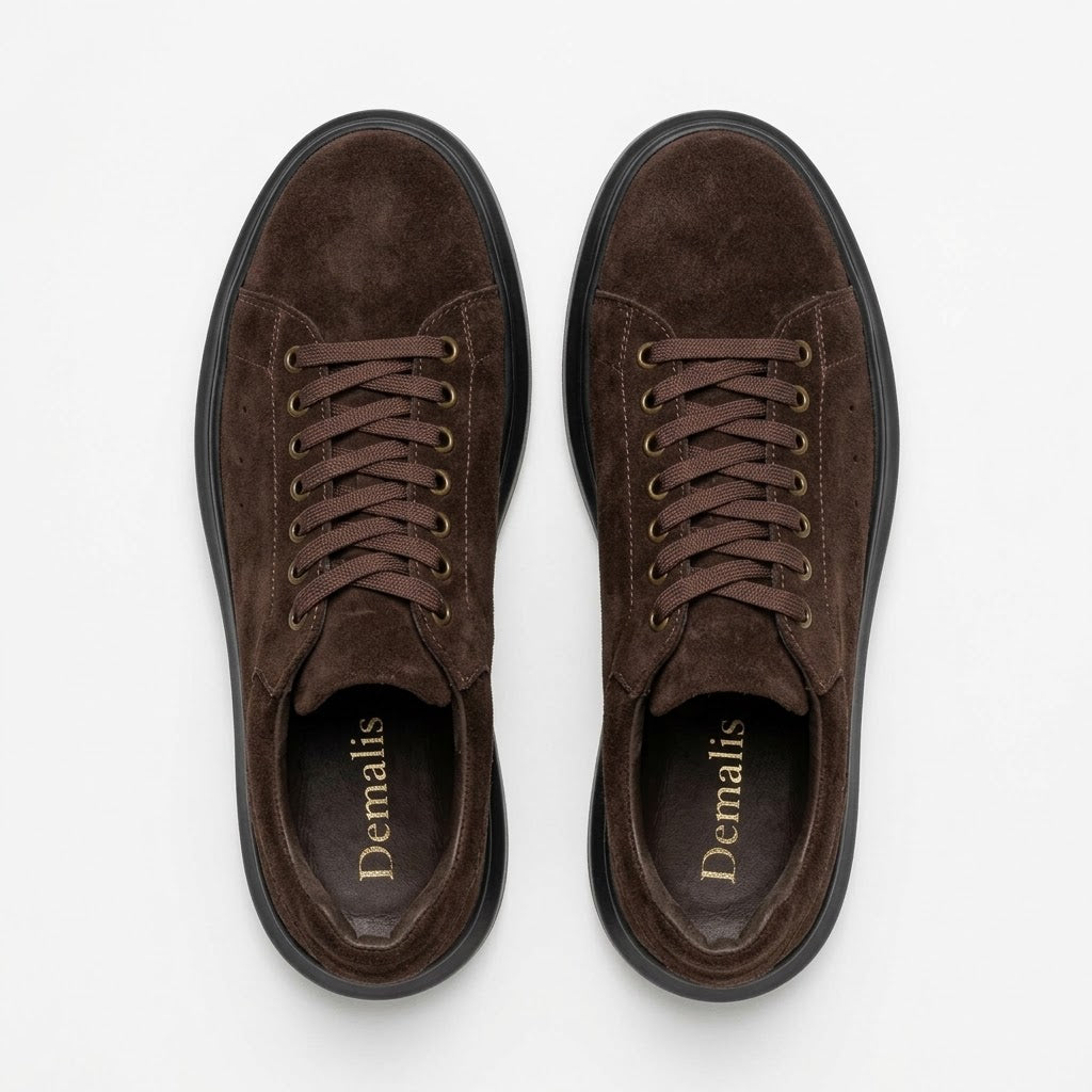 Pantofi sport bărbați PIELE INTOARSA naturală 4101 Culoare MARO CIOCOLATA