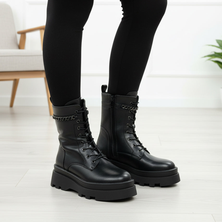 Ghete damă piele naturală l P539-L1123R-1 I NEGRU