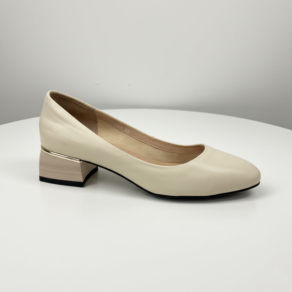 Pantofi eleganti dama din piele naturala l culoare bej l cod