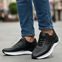 Pantofi sport bărbați piele naturală l negru l cod 1631