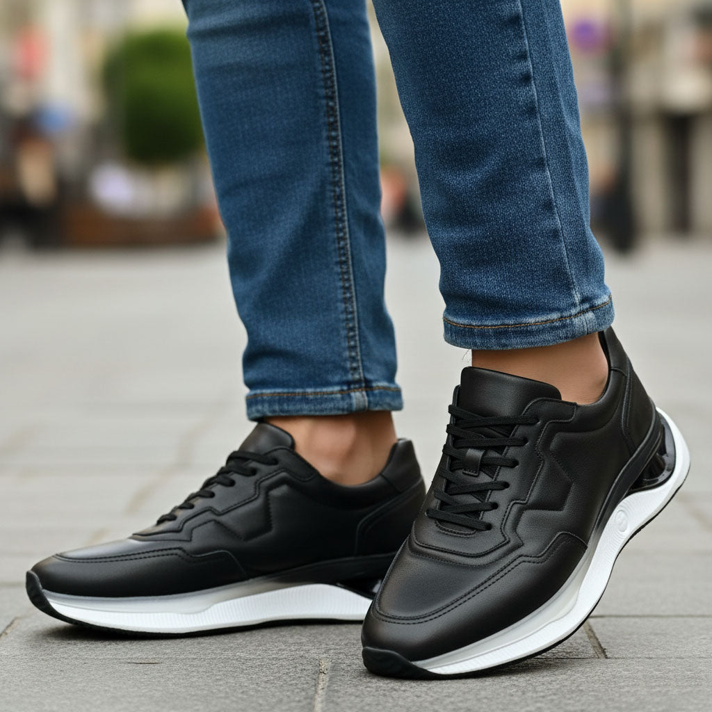 Pantofi sport bărbați piele naturală l negru l cod