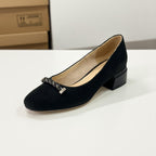 Pantofi eleganti dama din piele naturala intoarsa l culoare negru l cod