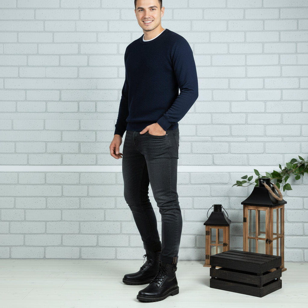 Ghete bărbați piele naturală | 517 Negru