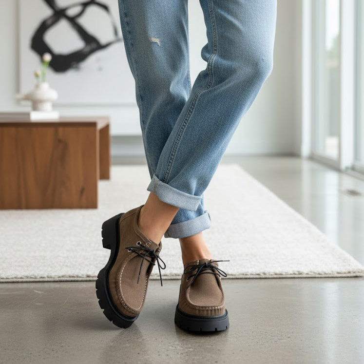 Pantofi damă piele intoarsa naturală 1421 culoare maro