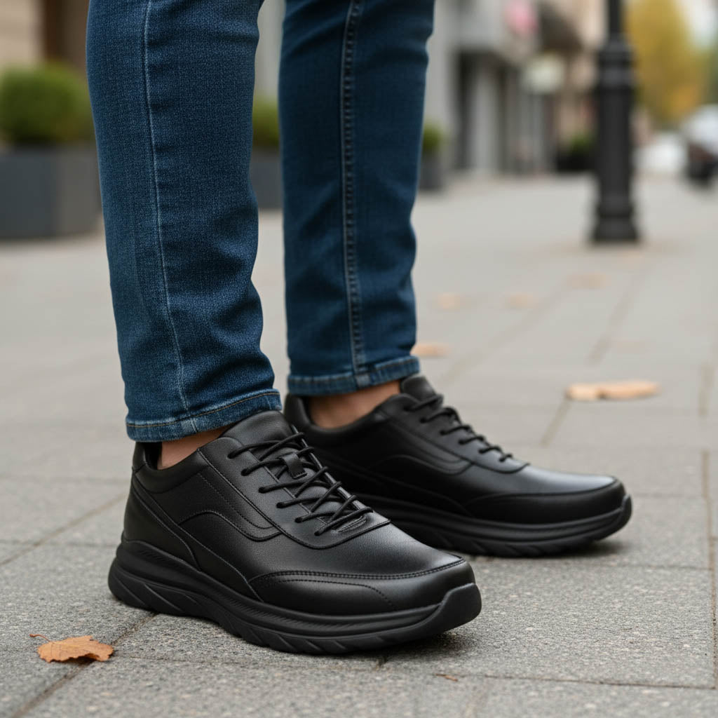 Pantofi bărbați din piele naturală l culoare  neagra l cod