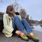 Mocasini damă culoare verde din piele naturală 129