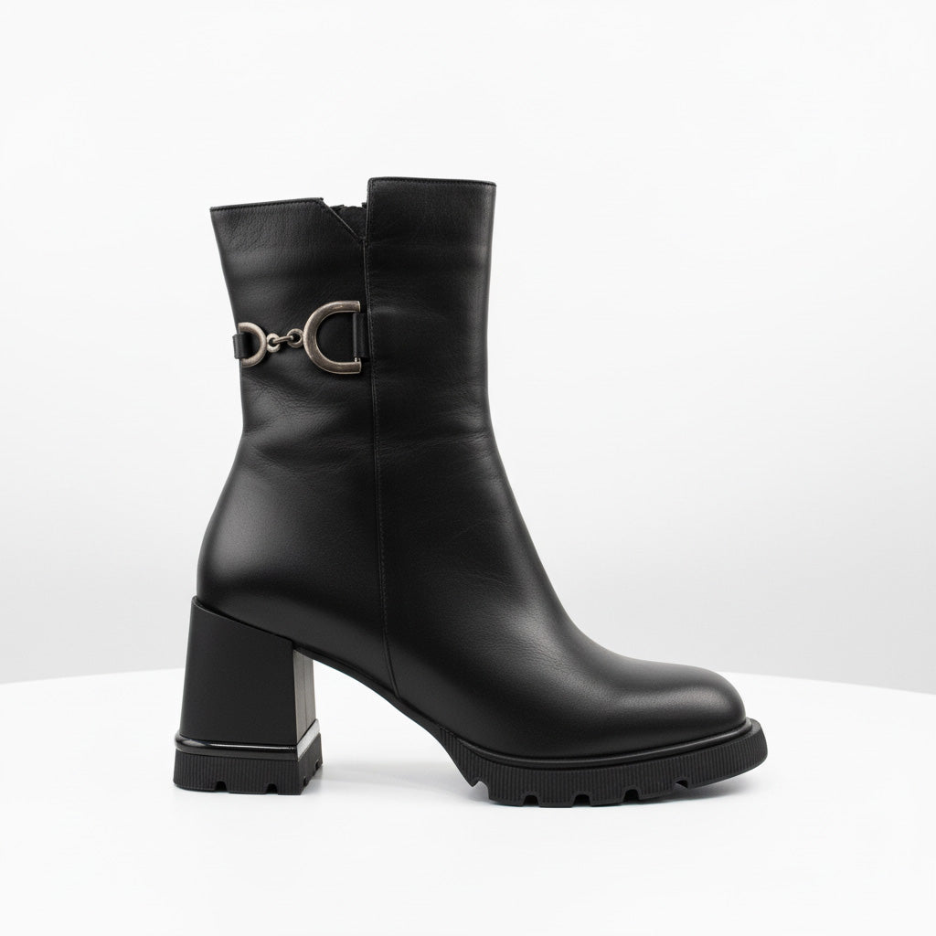 Ghete damă piele naturală l NEGRU I COD ANGELINA 4008