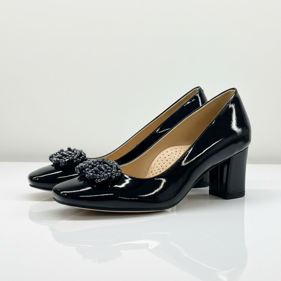 Pantofi eleganti dama din piele naturala lacuita l culoare negru l cod (Copy)