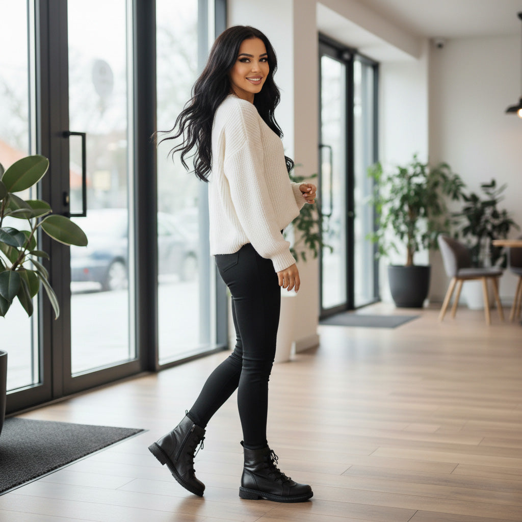 Ghete damă piele naturală | 756 negru