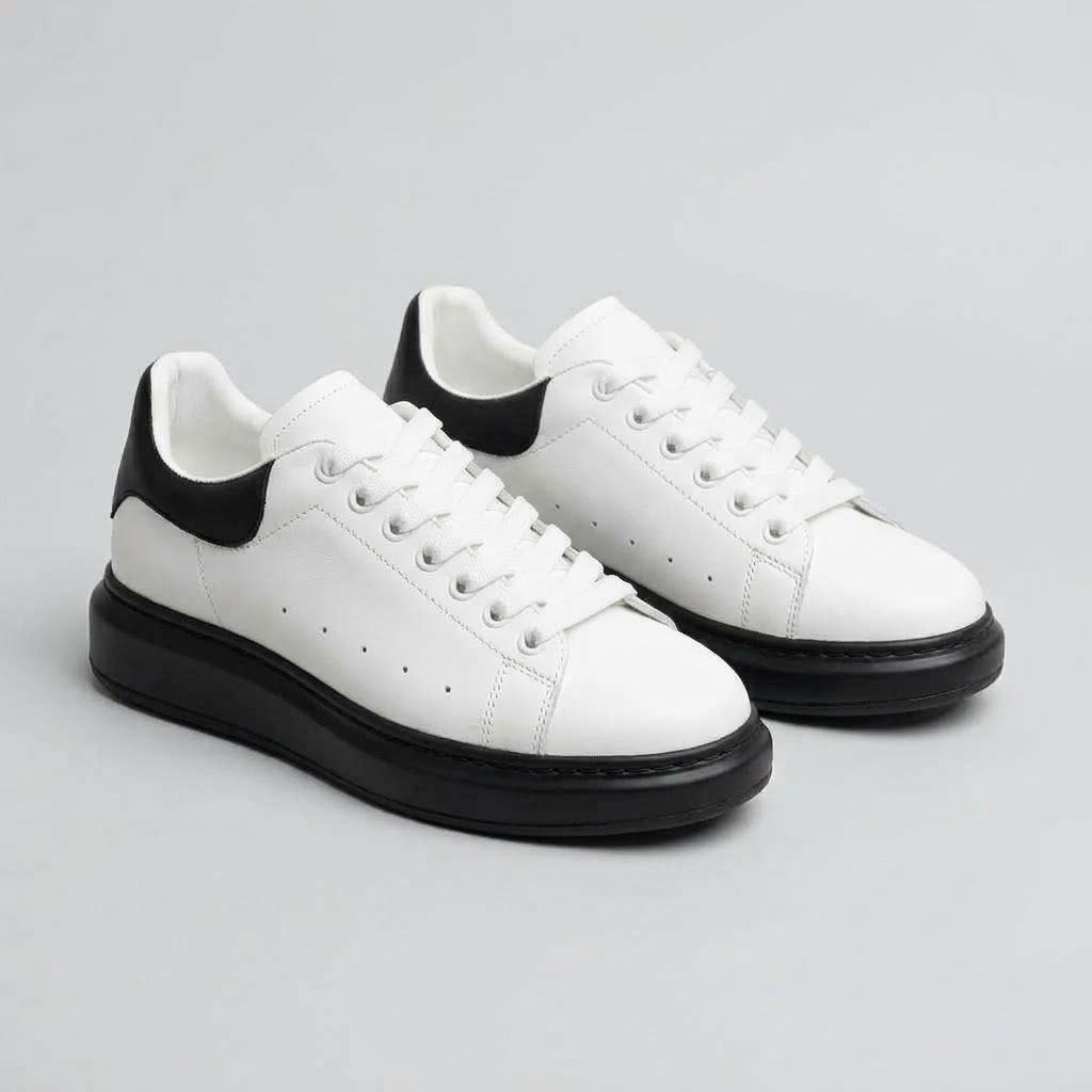 Pantofi sport bărbați PIELE NATURALA Culoare ALB-NEGRU
