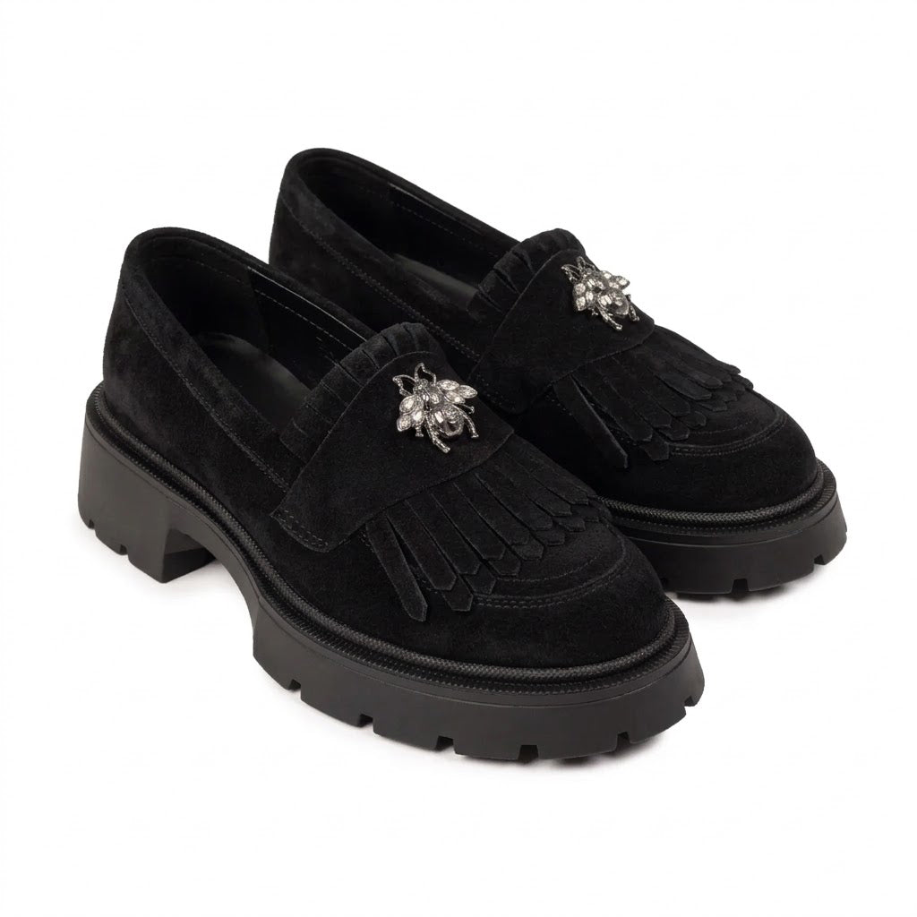 Mocasini damă  din piele naturală cod 131 culoare NEGRU VELUR
