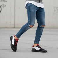 Pantofi sport bărbați piele naturală 467 multicolor talpa neagra