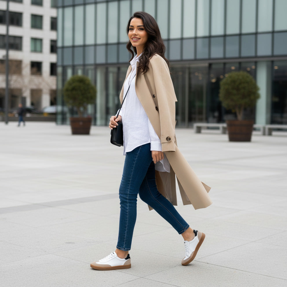 Pantofi 128 casual din piele naturala culoare alb-bej