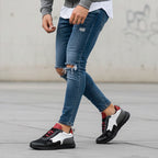 Pantofi sport bărbați piele naturală 467 multicolor talpa neagra