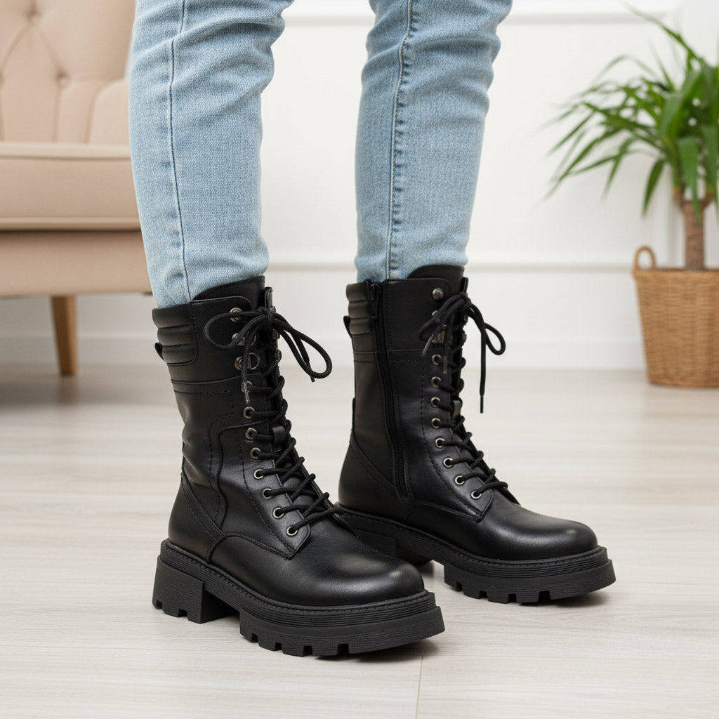 Ghete damă piele naturală l P210.101 I NEGRU