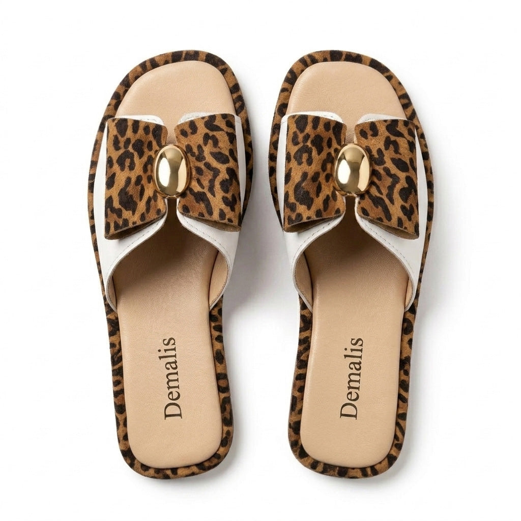 Slapi / Saboti dama piele intoarsa naturală. cod SAB2. culoare ANIMAL PRINT