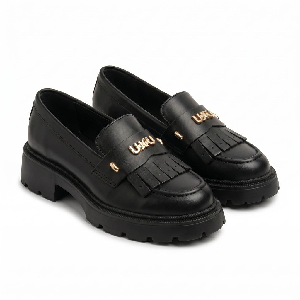 Mocasini damă din piele naturală, BOX, culoare NEGRU. COD 1310