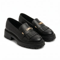 Mocasini damă din piele naturală, BOX, culoare NEGRU. COD 1310